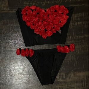 Black Rosette Lingerie Set